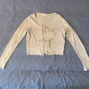 RIBBED LONG SLEEVE WITH FRONT TIE CLOSURES shirt/blouse